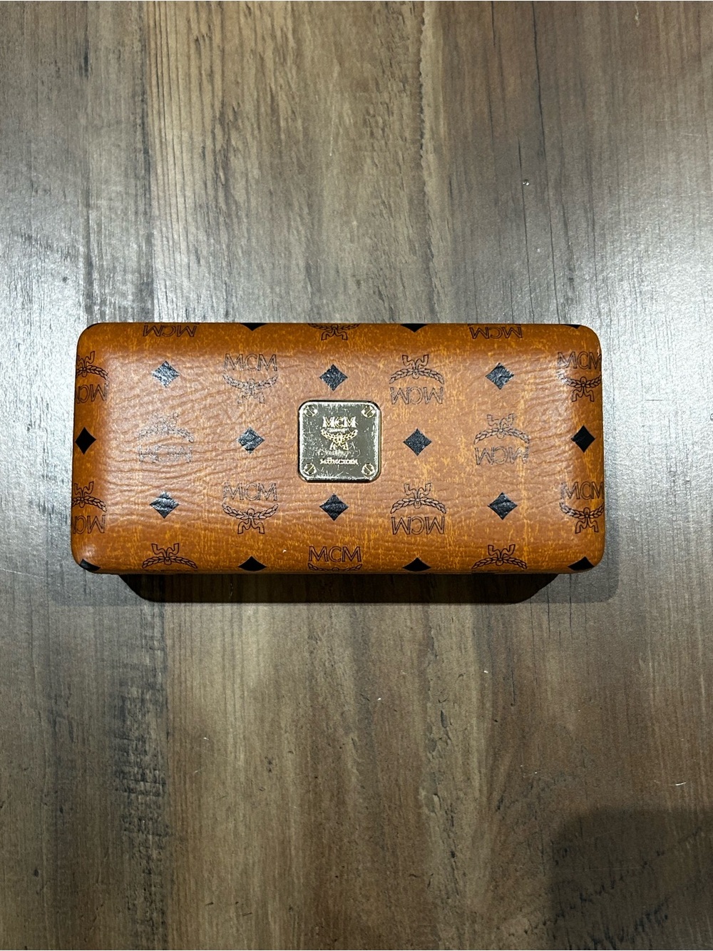 MCM Cognac Visetos Leather Sunglasses Case